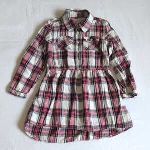joe fresh christmas plaid cotton flannel collared shirt dress 5T toddler girls